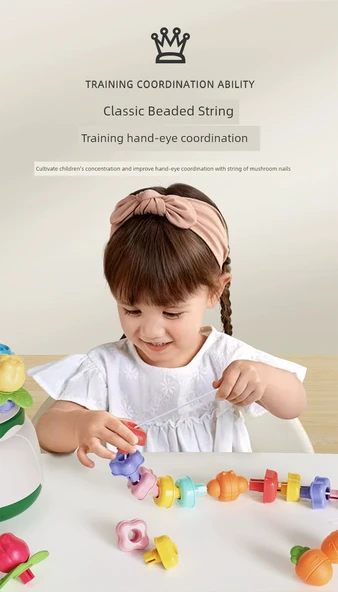 Montessori Mantar Çivi Yapboz - Çiçek Tarzı Mantar Çivi - 11