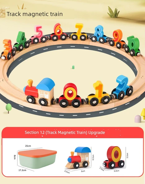 Manyetik Dijital Tren Rayı - 12 Parça - Kayın Ağacı Raylı