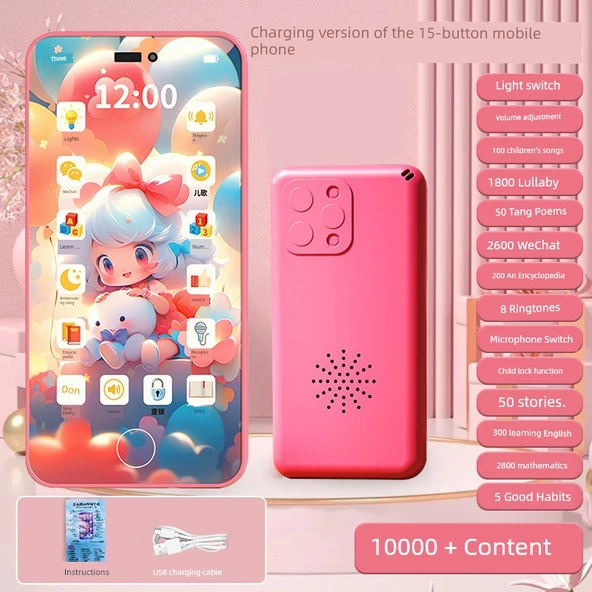 Çocuk Eğitici Oyuncak Telefon - 15 Fonksiyon Tuşlu Ejderha Prenses