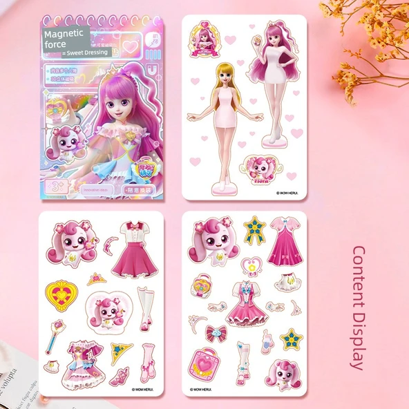 Prenses Manyetik Giydirme Çıkartmaları Sessiz Kitap - Pembe - 12