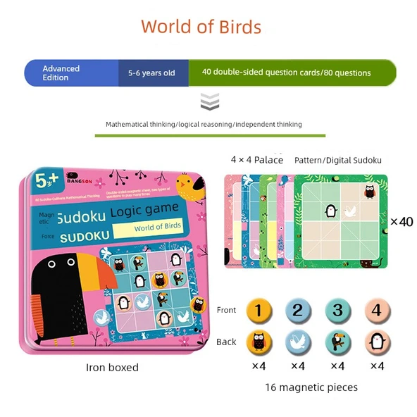 Manyetik Sudoku Mantık Oyunu - 5 Yaş - Kuş Dünyası