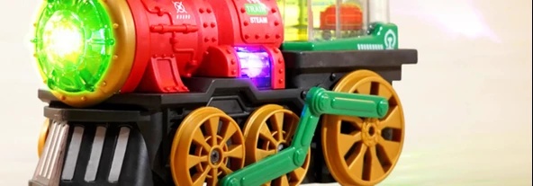 Elektrikli Buharlı Tren - Evrensel Tekerlek - Sprey Özellikli - Kırmızı - Pilli Model - 9