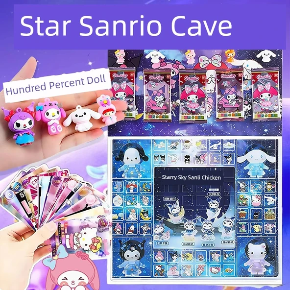 Müzikli Delikli Sürpriz Oyuncak Kutusu - 120 Delikli Yıldız Sanrio - 5 Oyuncak ve 5 Nadir Kart
