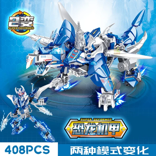 Mecha Transformer Dinozor Yapı Oyuncak - Buz Tyranno A - 408 Parça
