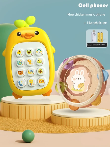 Çocuk Oyuncak Telefon - Sarı Ördek Şarjlı + El Tambur