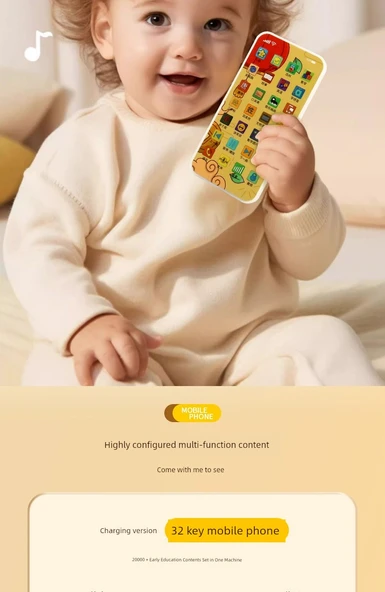 Çocuk Eğitici Oyuncak Telefon - Dinozor 32 Tuşlu - 10