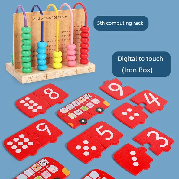 Çocuklar İçin Sayısal Matematik Öğrenme Seti - Abaküslü Dijital Eşleştirme