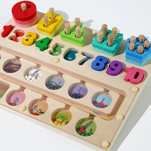Montessori Geometrik Sütun Blokları - Sütun Kalem Labirent Yürüme Seti