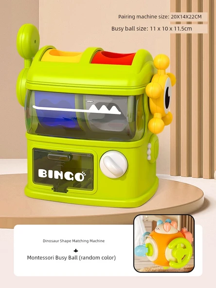 Dinozor Şekil Eşleştirme Oyunu + Montessori Aktiviteli Top (6 Oyunlu) [Rastgele Renk]
