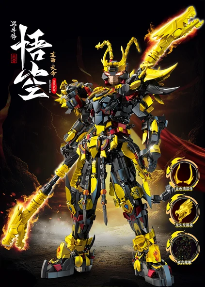 Sun Wukong Mecha Yapı Blokları - Ejderha Behemot Savaş Tanrısı (Direkt Deforme Olabilir) - 5