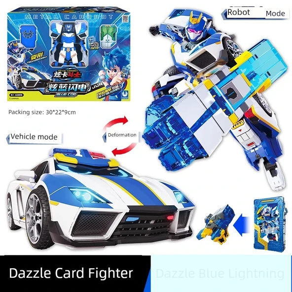 Sezon 1 Mavi Şimşek İki Formlu Deforme Mecha Robot Oyuncak - Silah Kartlı