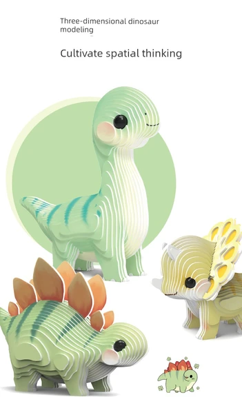 3D Dinozor Yapboz Oyuncak Kart Modeli - Jurassic Dinozor - 11