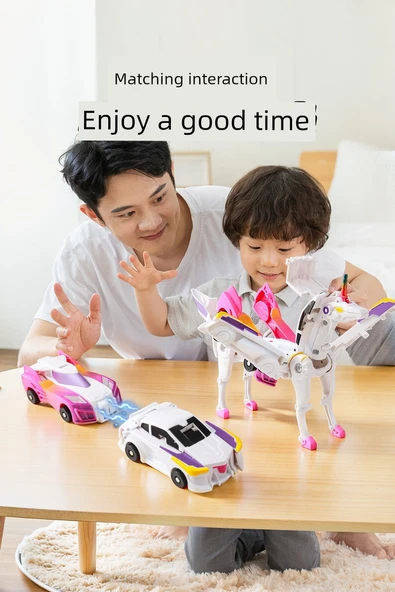 Pembe Uçan Kanatlı Tianma Dönüşen Robot Araba Oyuncak - 11