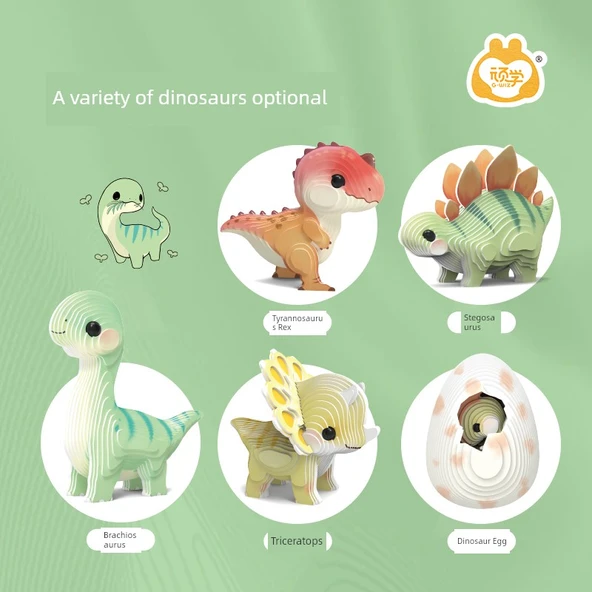 3D Dinozor Yapboz Oyuncak Kart Modeli - Dinozor Yumurtaları - 4
