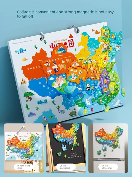 Çocuklar için Manyetik Çin Haritası Puzzle - Uçan Satrançlı ve Macera Oyunlu - 4