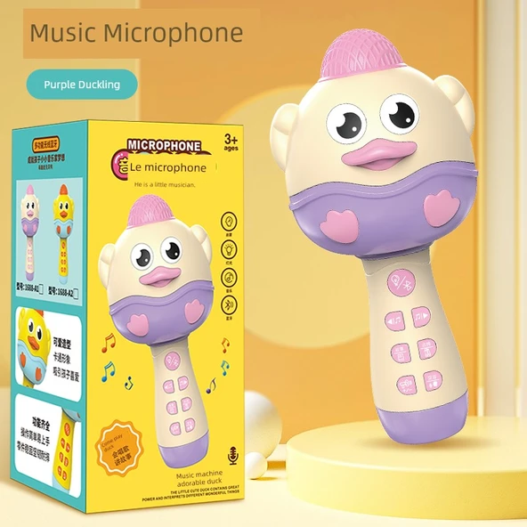 Çocuk Karaoke Mikrofonu - Kablosuz Bluetooth - Klasik Mor Ördek