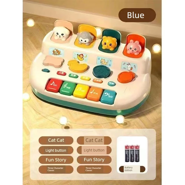 Çocuk Elektronik Klavye Piyano - Mavi - Pilli Model