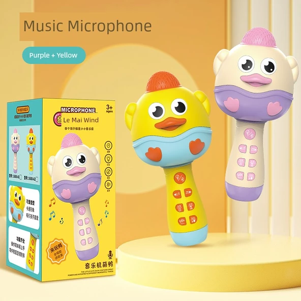 Çocuk Karaoke Mikrofonu - Kablosuz Bluetooth - Gelişmiş Sarı ve Mor Ördek Kombinasyonu