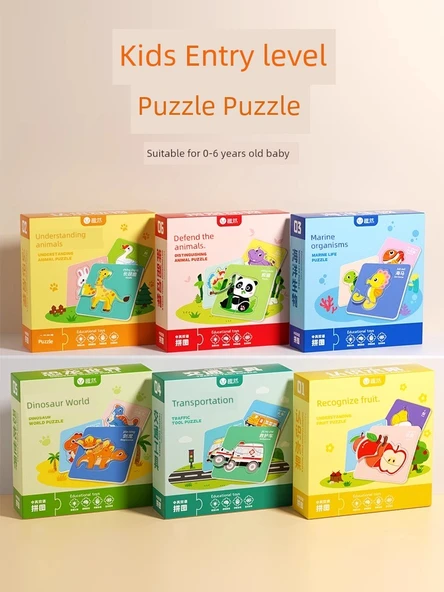 Çocuk Eğitici Puzzle Oyuncak - Meyve ve Deniz Yaşamı İki Kutu - 2