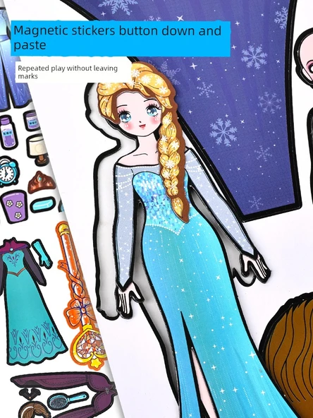 Büyük Boy Elsa Manyetik Sessiz Kitap - Wednesday ve Küçük Kurt Kadın Kitabı - 5