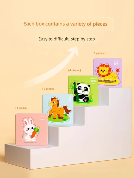Çocuk Eğitici Puzzle Oyuncak - Meyve ve Deniz Yaşamı İki Kutu - 6
