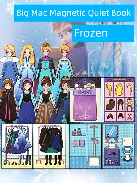 Büyük Boy Elsa Manyetik Sessiz Kitap - Wednesday ve Küçük Kurt Kadın Kitabı - 3