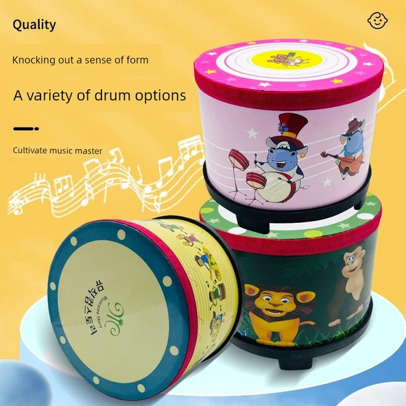 Orff Müzik Aleti Perküsyon Yer Davulu - Güney Kore Pembe Yer Davulu + 2 Lolipop Tokmak - 3