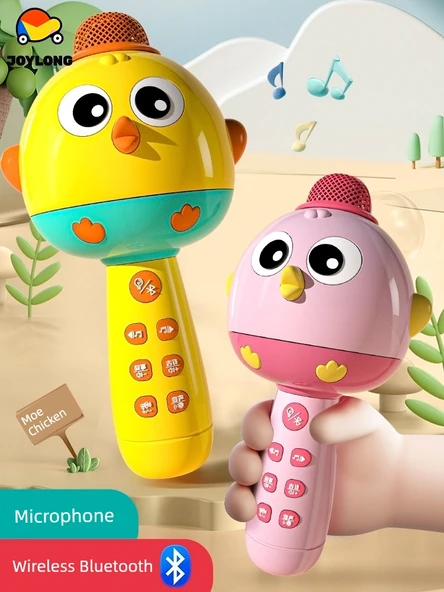 Çocuk Karaoke Mikrofonu - Sevimli Pembe Şarjlı Model - Bluetooth/Erken Eğitim/Ses Değiştirme - 2