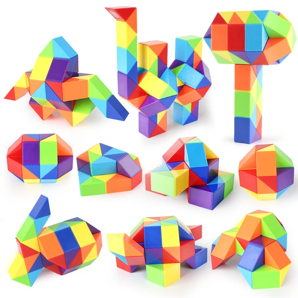 Rubik Yılanı Sihirli Cetvel Bulmaca - 36 Parçalı Renkli - 4