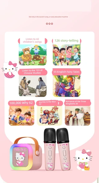 Çocuk Karaoke Mikrofonu - Hello Kitty Pembe - Tek Mikrofonlu - Bluetooth Özellikli - 11