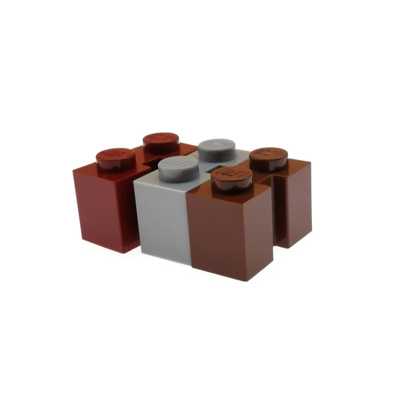 Dikey Oluklu Lego 1x2 Tuğla - Kızıl Kahverengi - 4