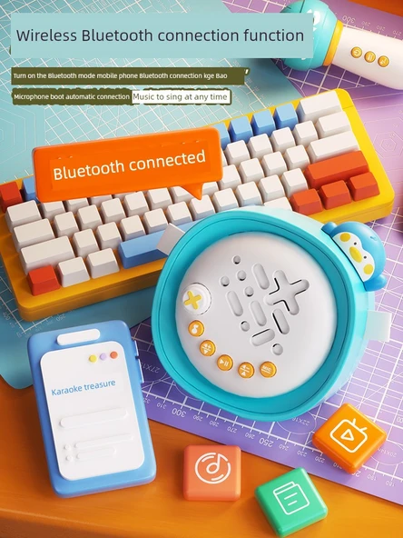 Kulaklık [Mavi Penguen Hoparlör] Bluetooth Bağlantılı Çocuk Karaoke Mikrofonu - 5