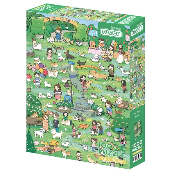 Evcil Hayvan Parkı 1000 Parça Kadife Puzzle - Bölgesel + Tutkal + Poster