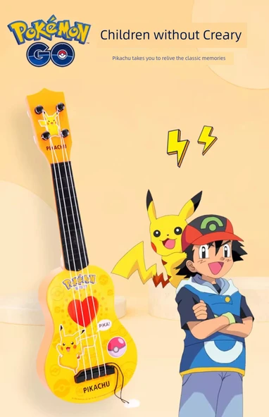 Pikachu Çocuk Müzik Aleti Oyuncak Seti - Pikachu Orta Boy Gitar - 9