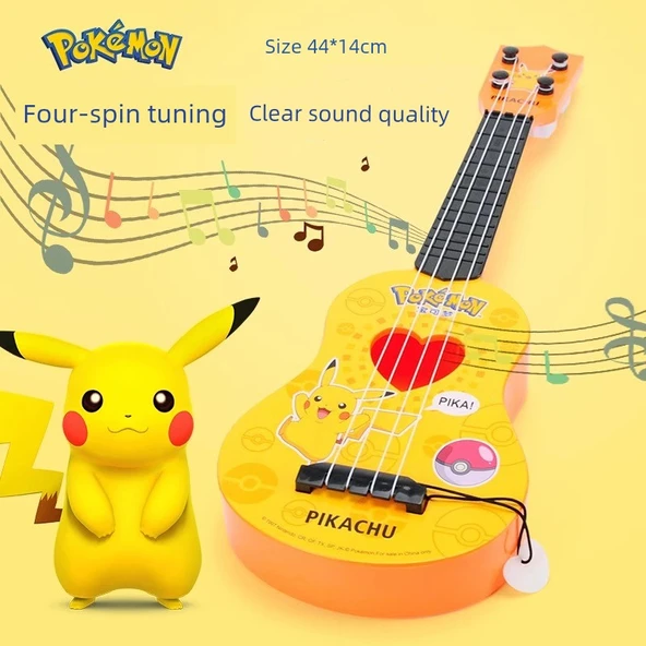 Pikachu Çocuk Müzik Aleti Oyuncak Seti - Pikachu Orta Boy Gitar