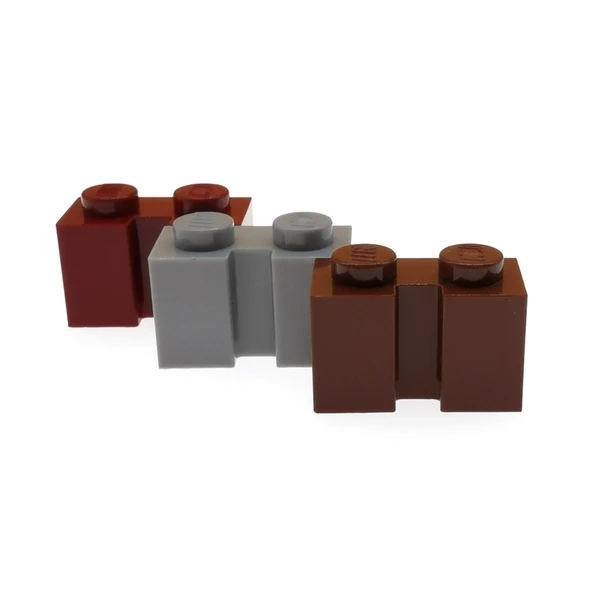 Dikey Oluklu Lego 1x2 Tuğla - Kızıl Kahverengi - 3