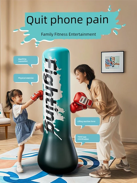 Çocuk Şişme Hacıyatmaz Boks Kolonu - 1.5m Mavi - Resim 5