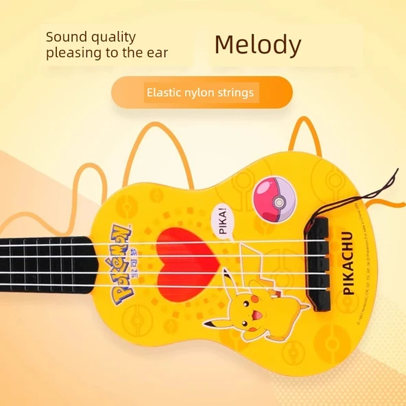 Pikachu Çocuk Müzik Aleti Oyuncak Seti - Pikachu Keman Tuba + 10 Delikli Blues Armonika - 5