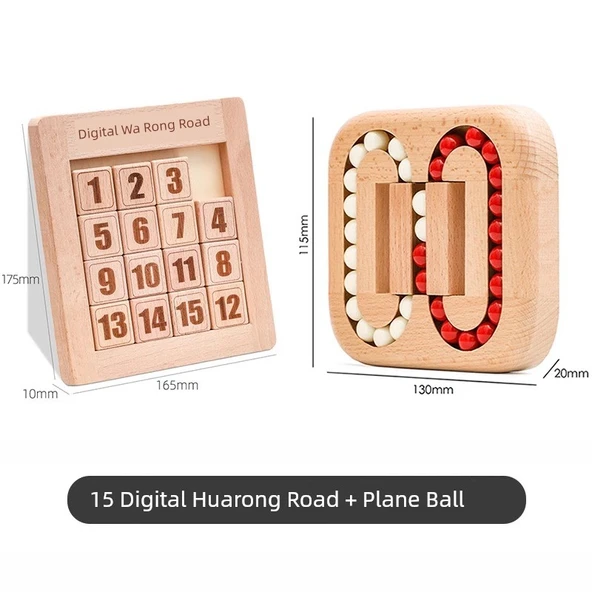 Ahşap Eğitici Oyuncak - Dijital Huarong Yolu + Düz Top (2)
