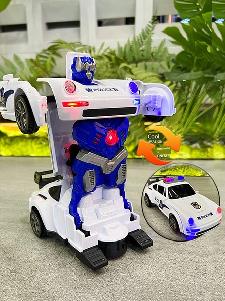 Çocuk Puzzle Oyuncak - Dönüşen Polis Arabası - Şarjlı Model - 3