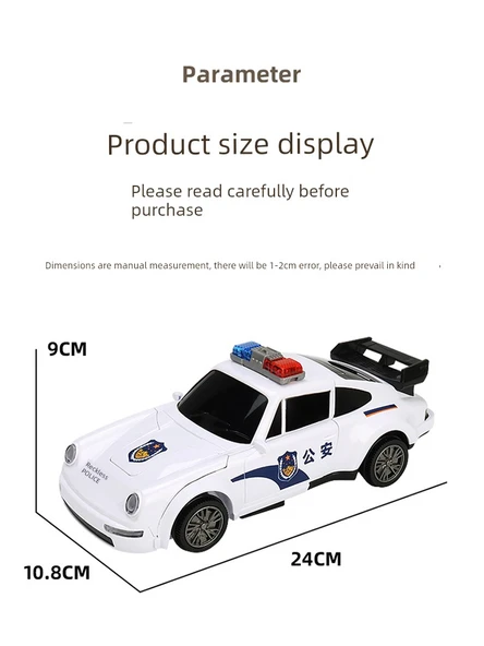 Çocuk Puzzle Oyuncak - Dönüşen Polis Arabası - Şarjlı Model - 6