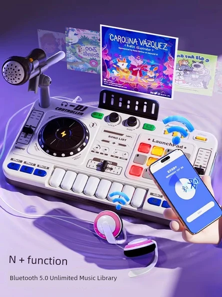 Çocuk Elektronik Org DJ Disk Yapımcısı - Siyah - Gelişmiş Model - Resim 3