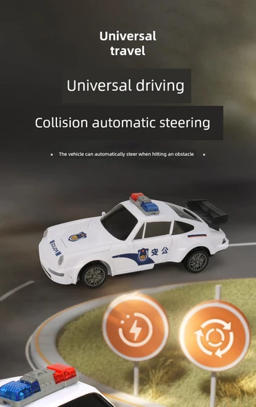 Çocuk Puzzle Oyuncak - Dönüşen Polis Arabası - Şarjlı Model - 10