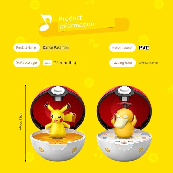 Pokemon Müzik Kutusu Poke Topu Pikachu 3 Tonlu Dans Eden Oyuncak Bebek - 6