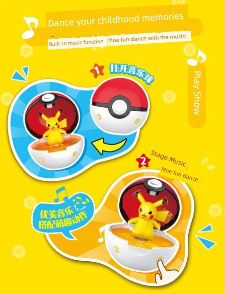 Pokemon Müzik Kutusu Poke Topu Pikachu 3 Tonlu Dans Eden Oyuncak Bebek - 10