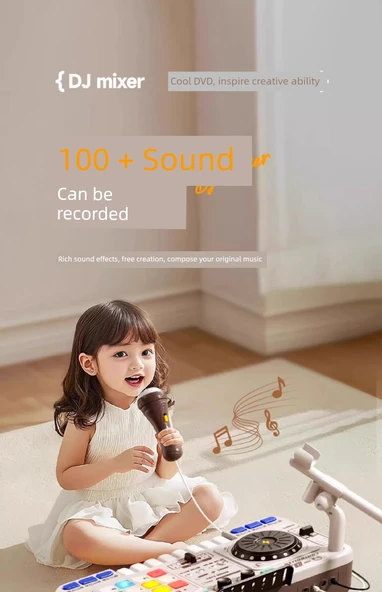 Çocuk Elektronik Org DJ Disk Yapımcısı - Siyah - Gelişmiş Model - Resim 9