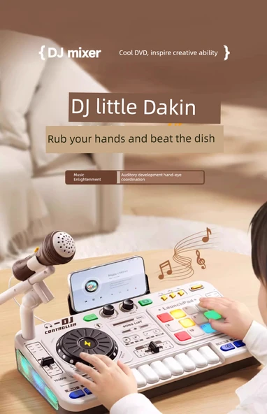 Çocuk Elektronik Org DJ Disk Yapımcısı - Siyah - Gelişmiş Model - Resim 7