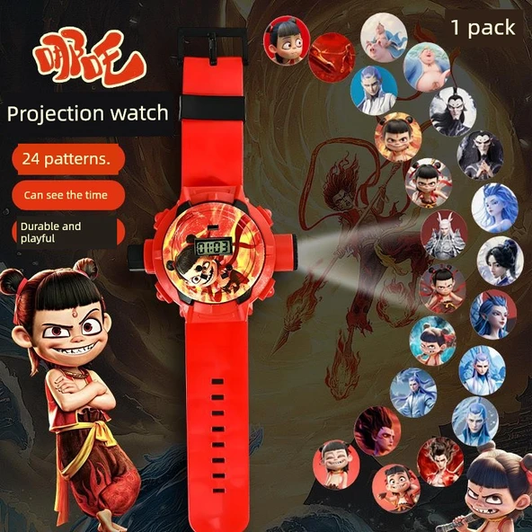 Işıklı Projeksiyonlu Çocuk Oyuncak Saati - 1'li Paket (24 Desen)