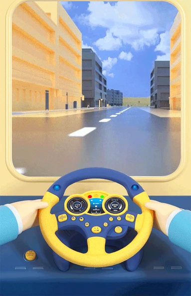 Çocuk Simülasyon Direksiyon Oyuncak - Pembe - Büyük Boy - Erken Eğitim Müzikli - Resim 11