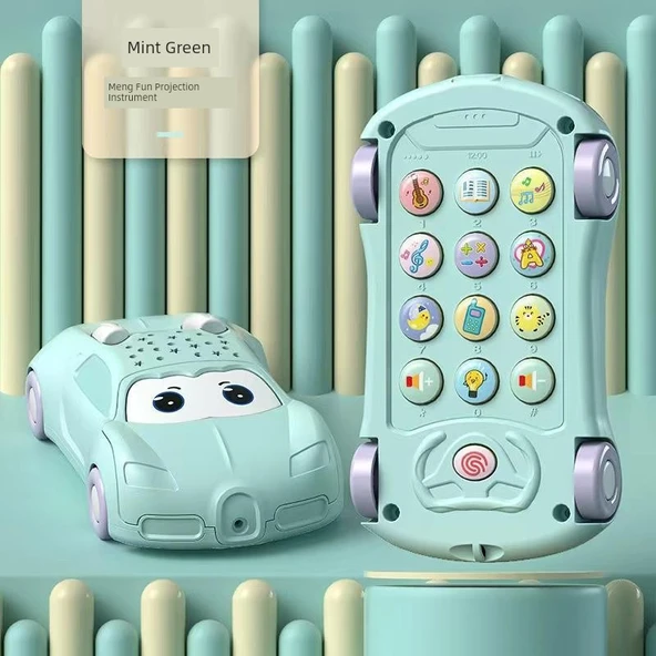 Çocuk Karikatürlü Hikaye Müzik Cep Telefonu - Yeşil
